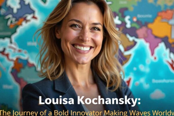 Louisa Kochansky portrait with innovation and sustainability icons